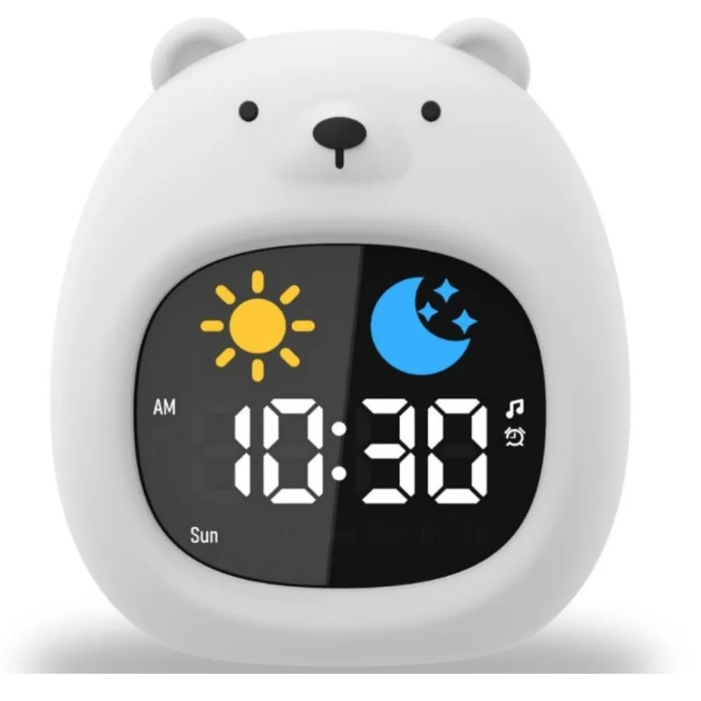 Kids Alarm Clock, Toddler Sleep Training Clock with Night Light - Bear shape