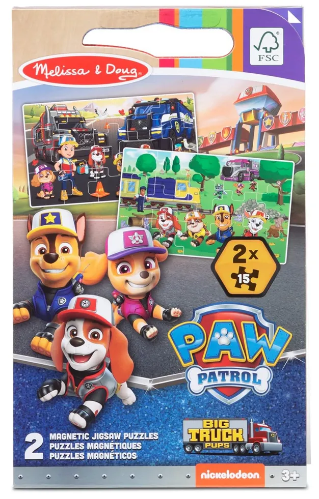 Melissa & Doug Paw Patrol Magnetic Jigsaw Puzzles - Big Pup Trucks (15pc)