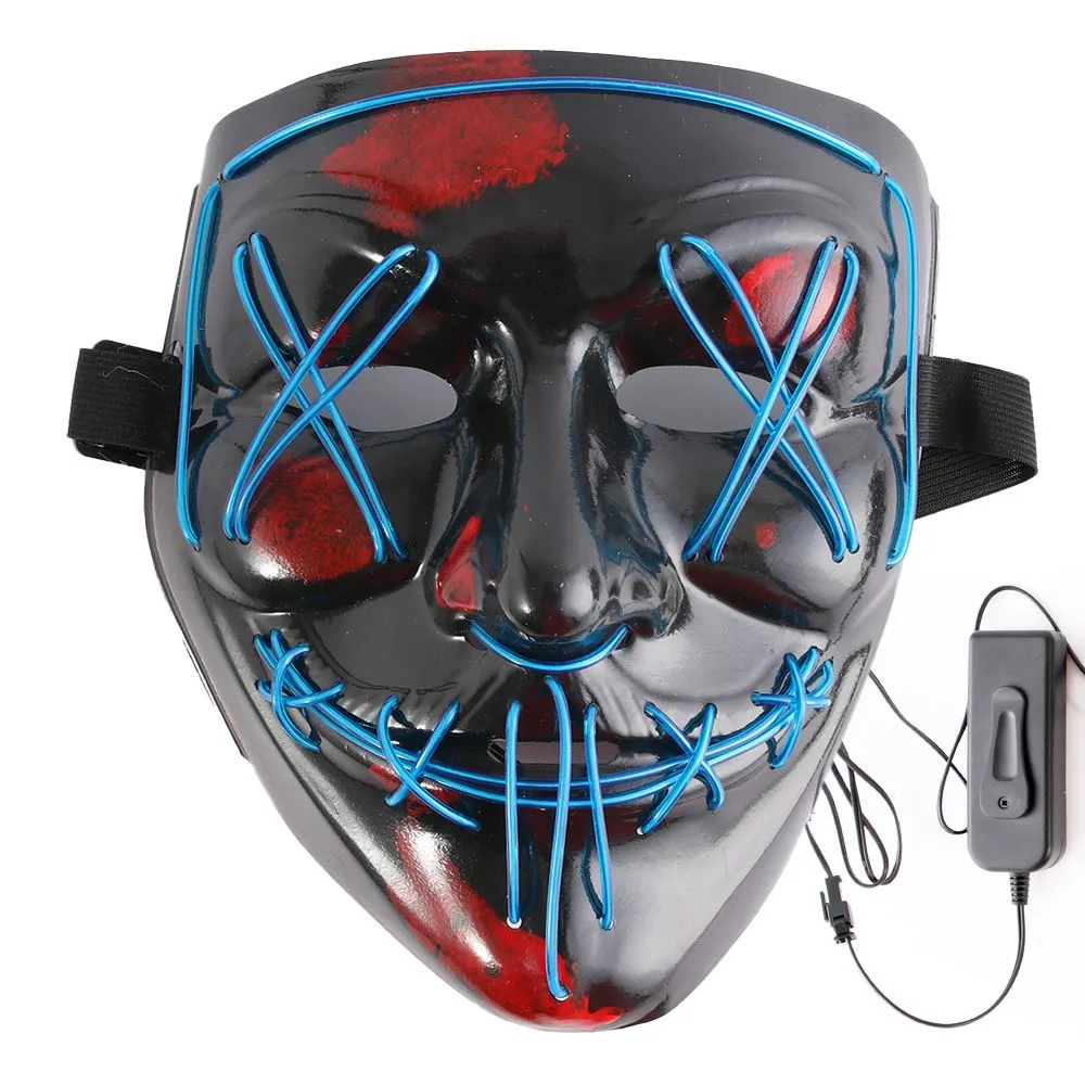 Purge Anarchy LED Light Up Cosplay Mask with Control Box - Blue