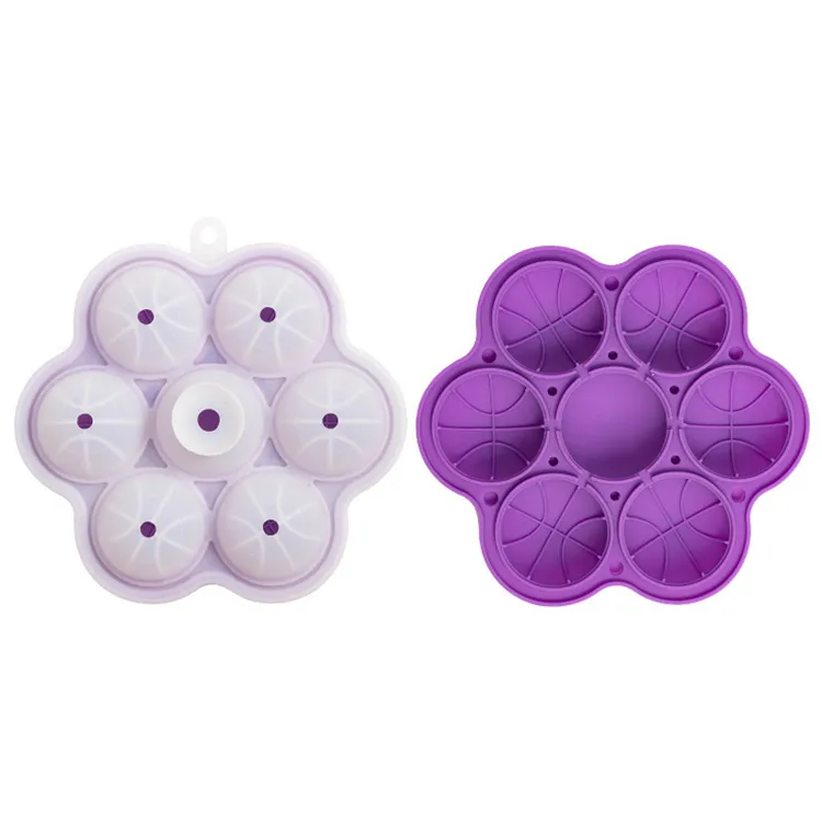 7-Compartment Basketball-Shaped Ice Cube Tray - Purple
