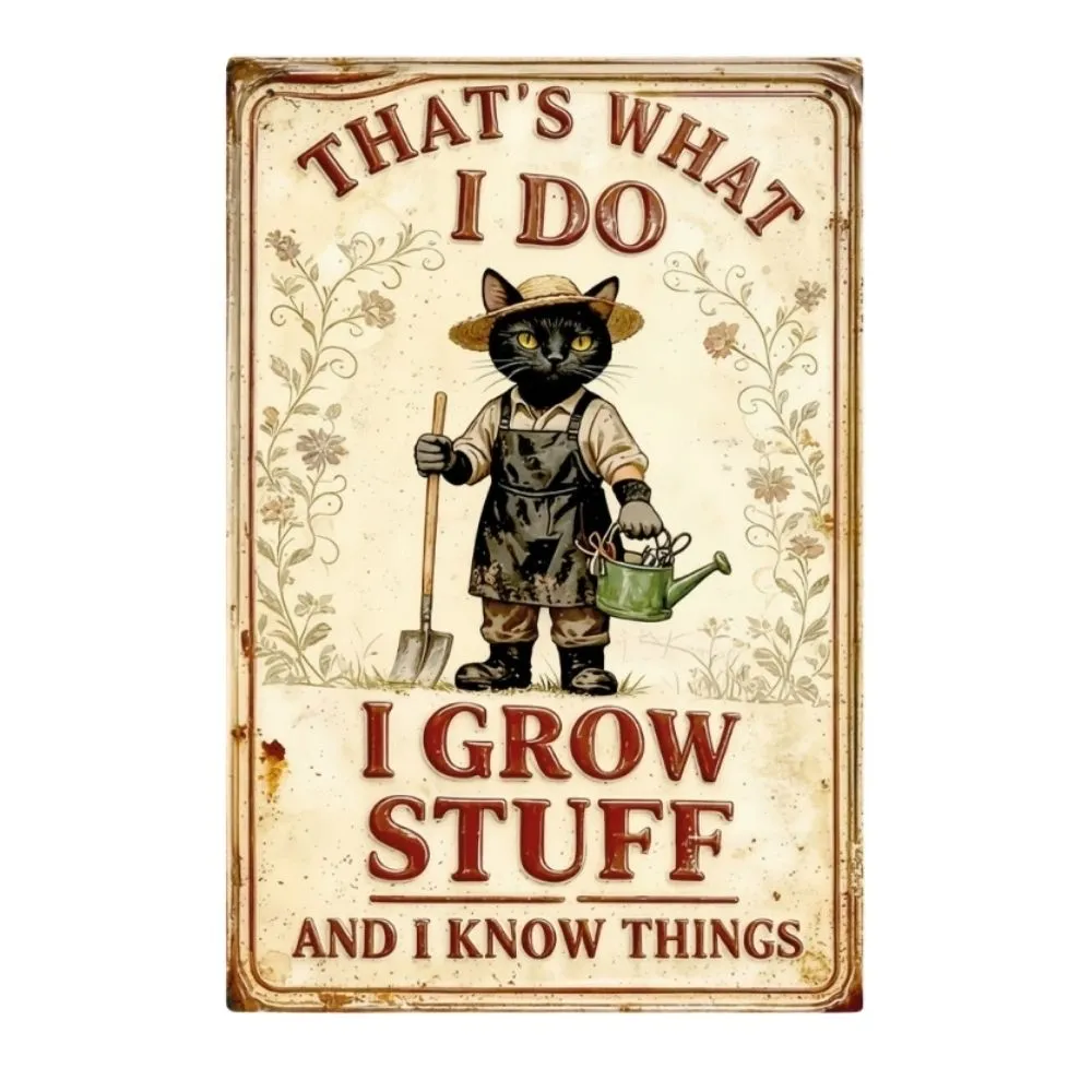 A4 Metal/Tin Poster - Cat Gardening | Funny Wall Art | Made in SA