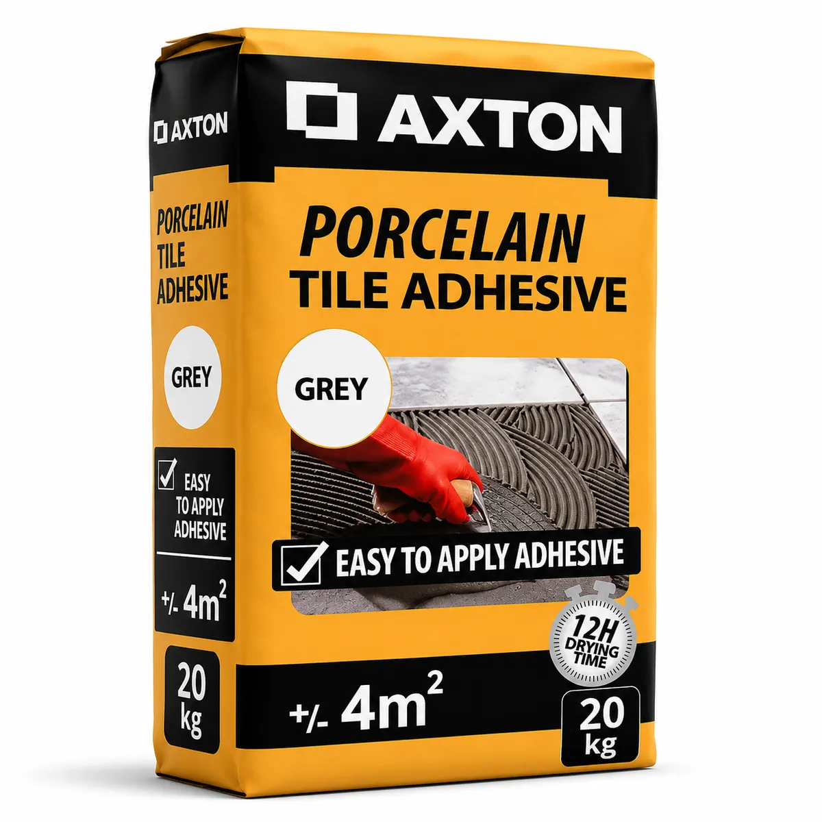 Axton Porcelain Tile Adhesive Grey 20kg Fast Drying Tile Bonding Mix
