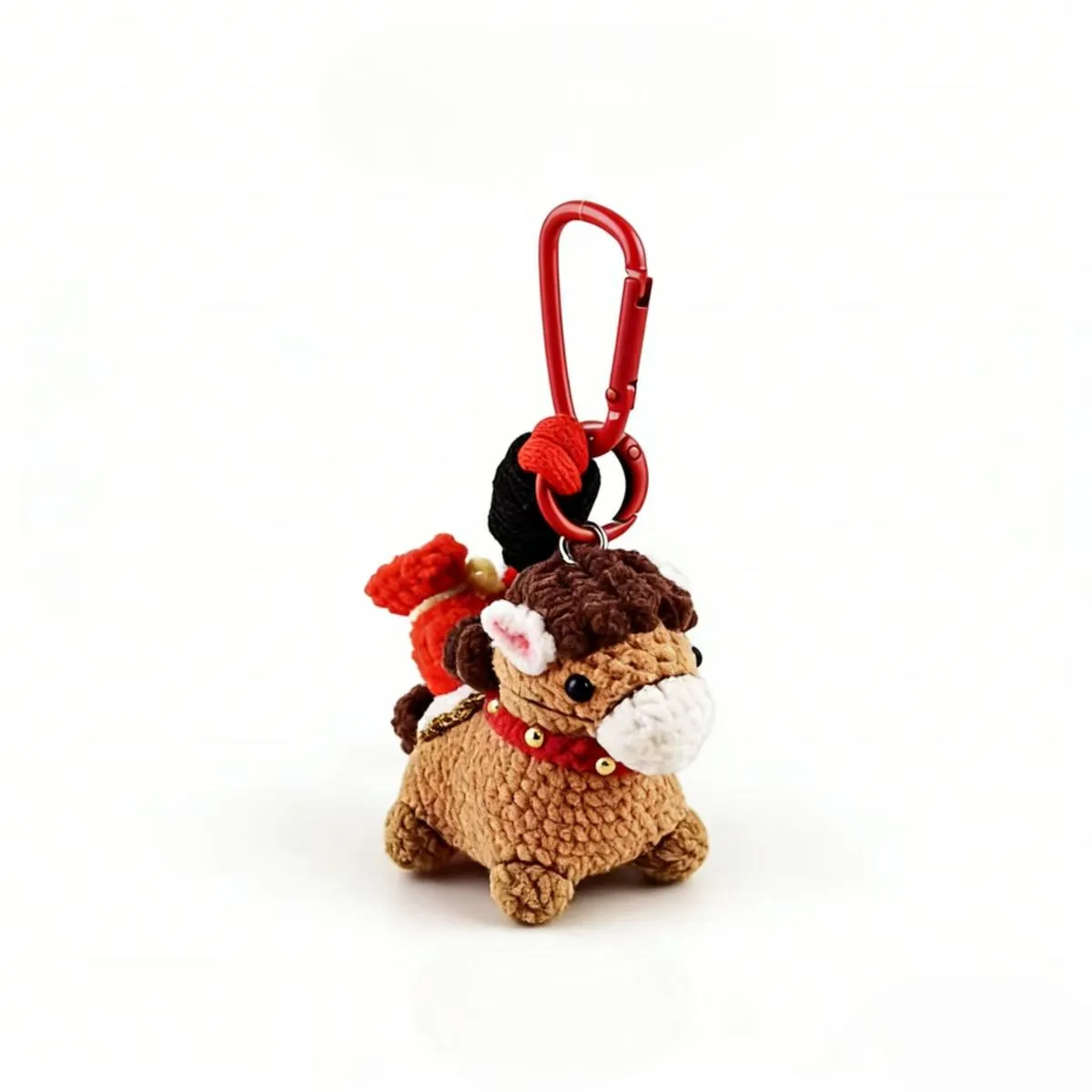 Handmade Crochet "Bring Wealth" Horse Pendant, Creative Novelty Gift - Brown