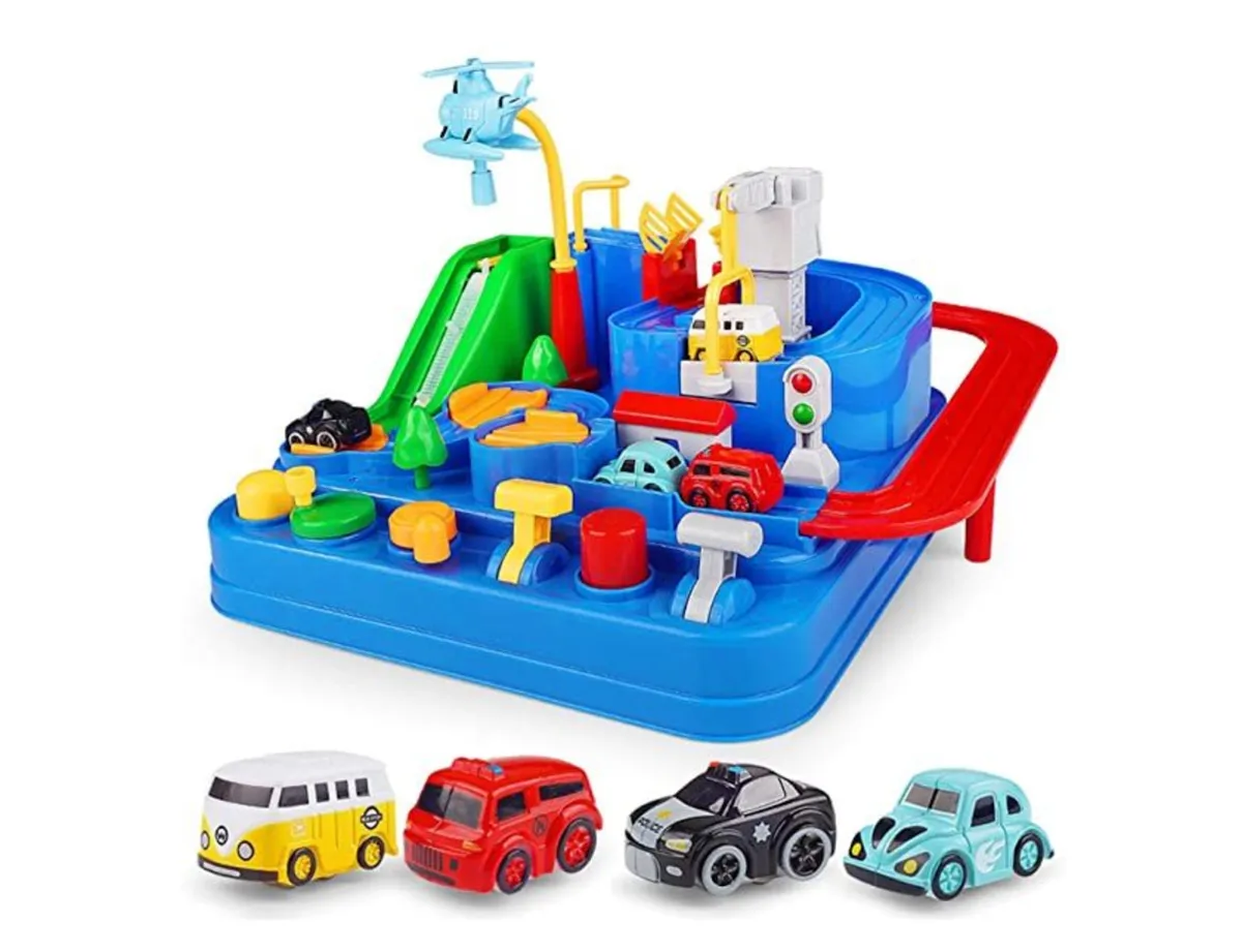 Car Adventure Track DIY Educational Kids Toy Play Set - Blue, Red