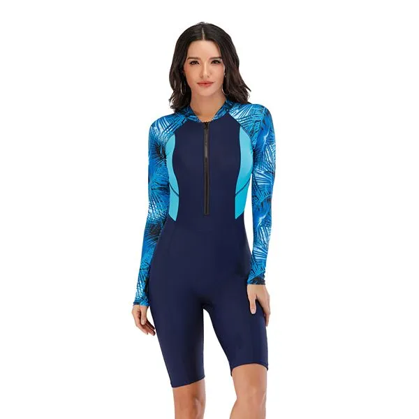 Iconix Blue Cerulean Long Sleeve Shorts Swimwear