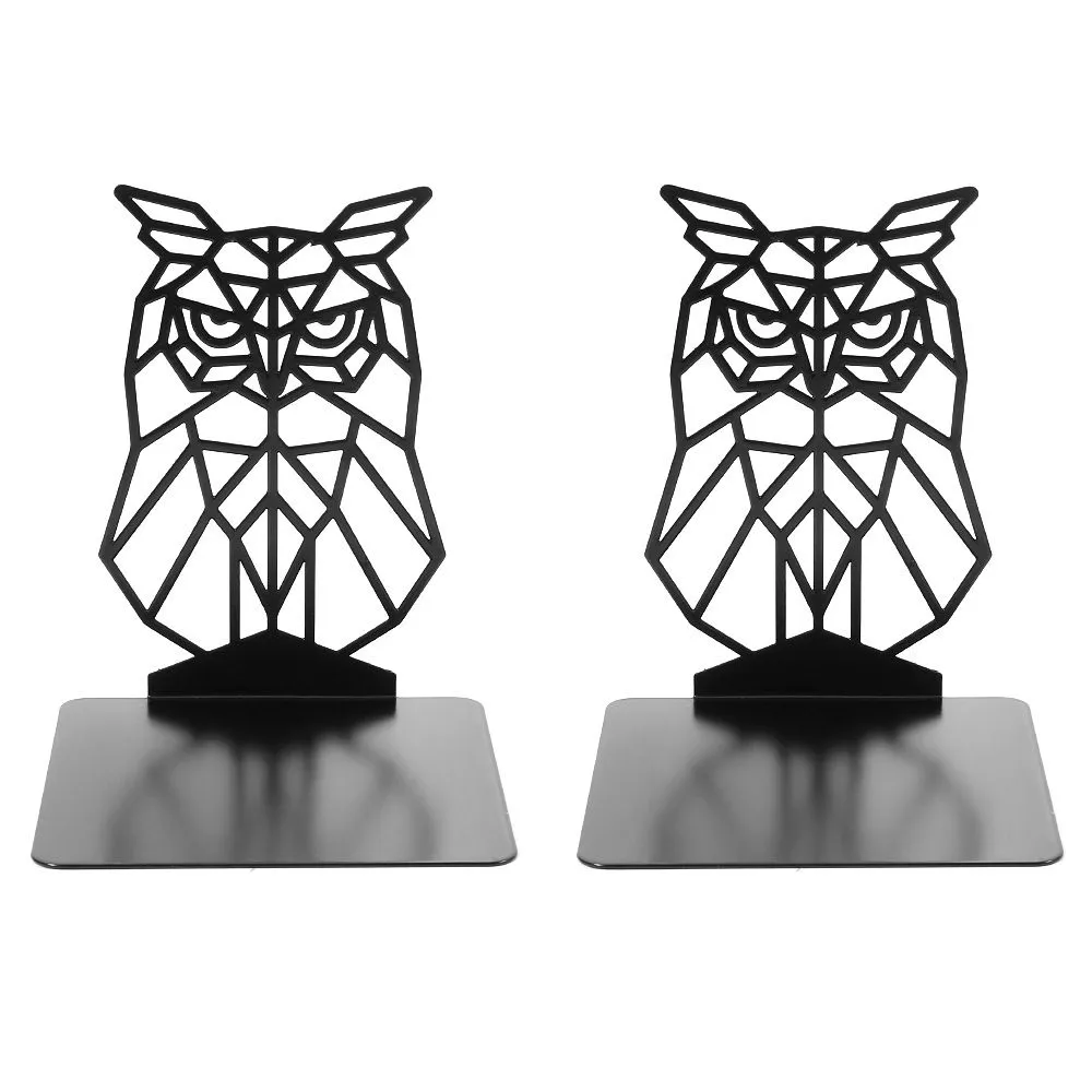 2 Pieces/Pair Night Owl Shape Metal Bookend for Books CDs Stand Holder