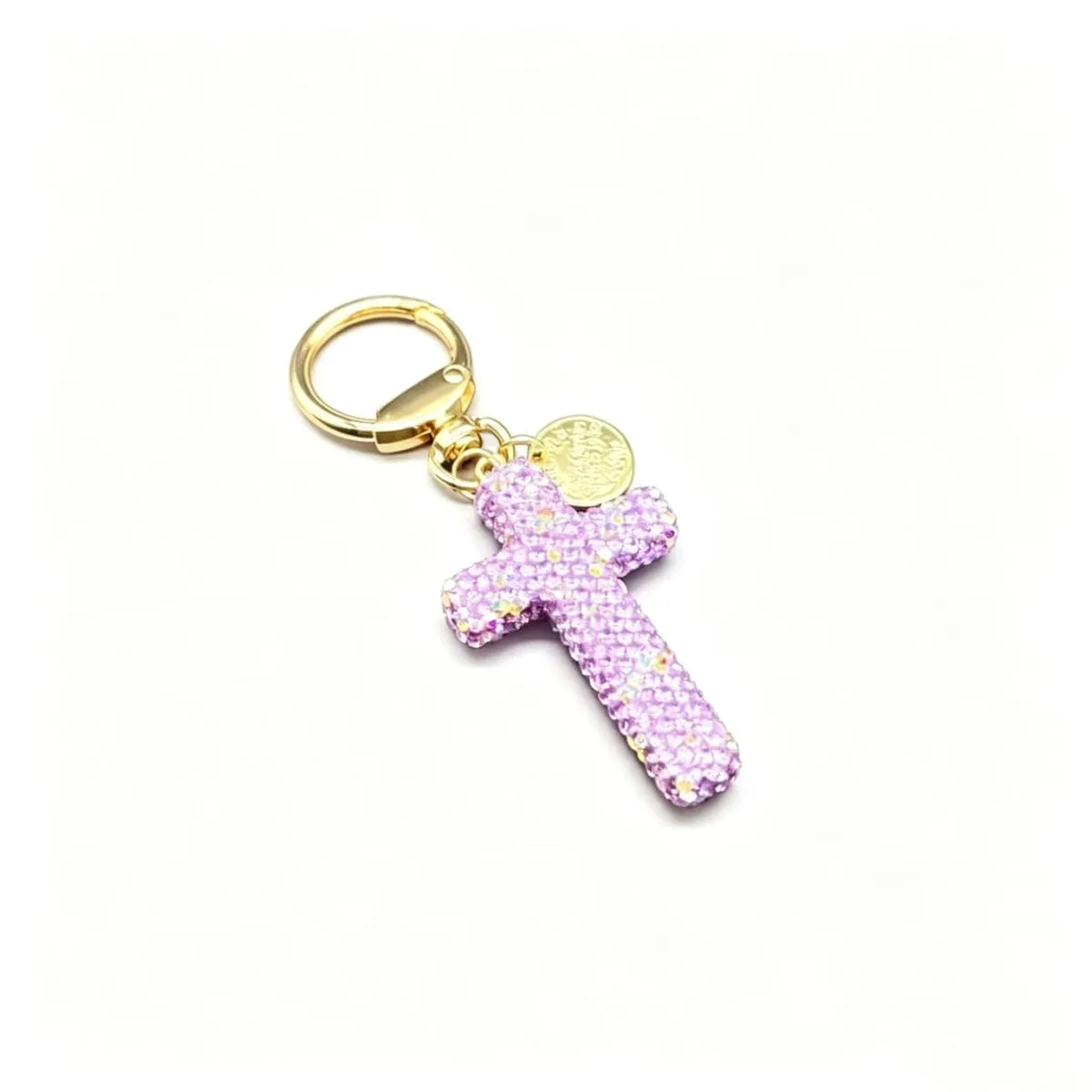 Rhinestone Cross Keychain, Ladies Key Chain Pendant Bag Pearl Decoration - Pink