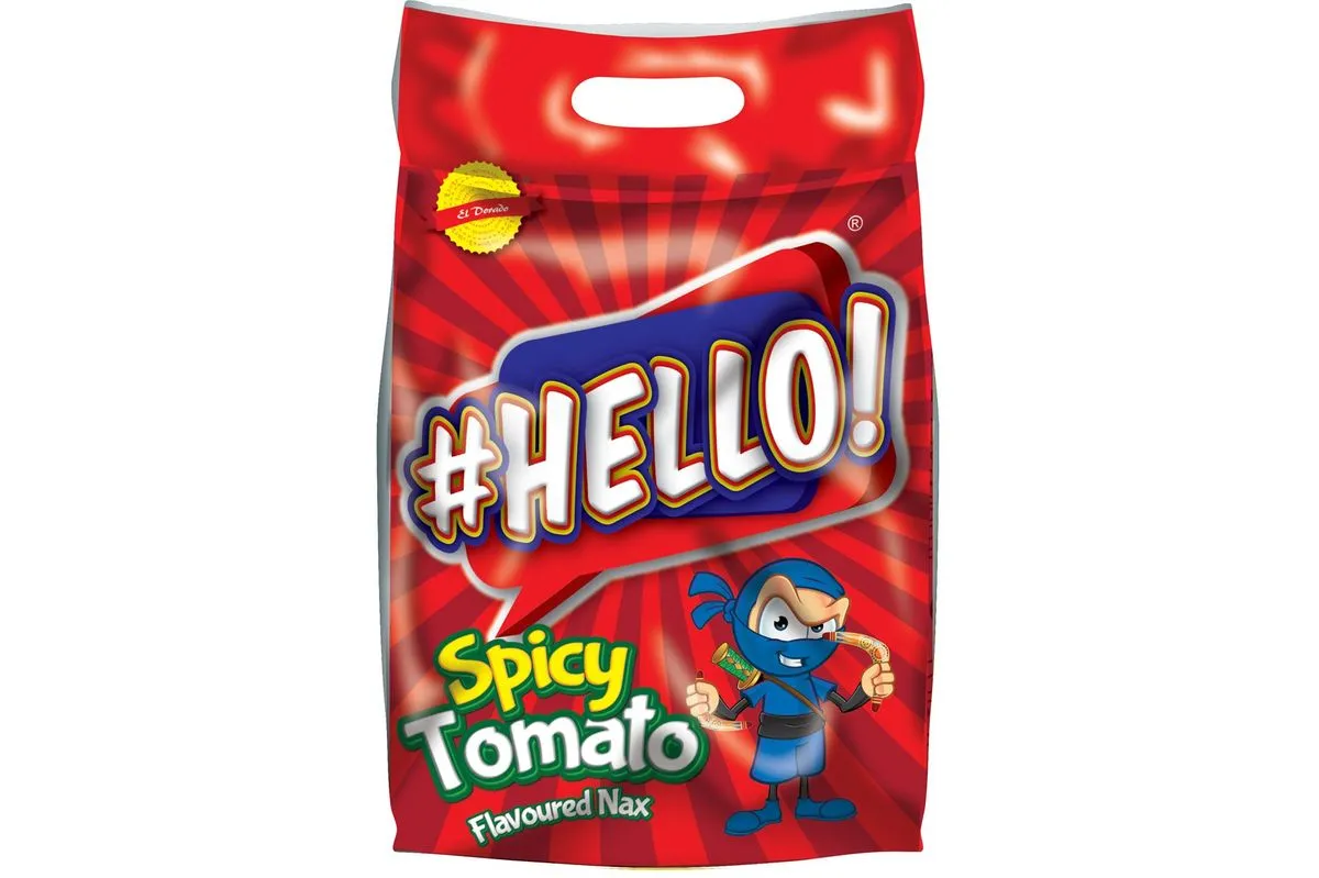 Hello Spicy Tomato Flavoured Naks Maize Snack 12 x 100g