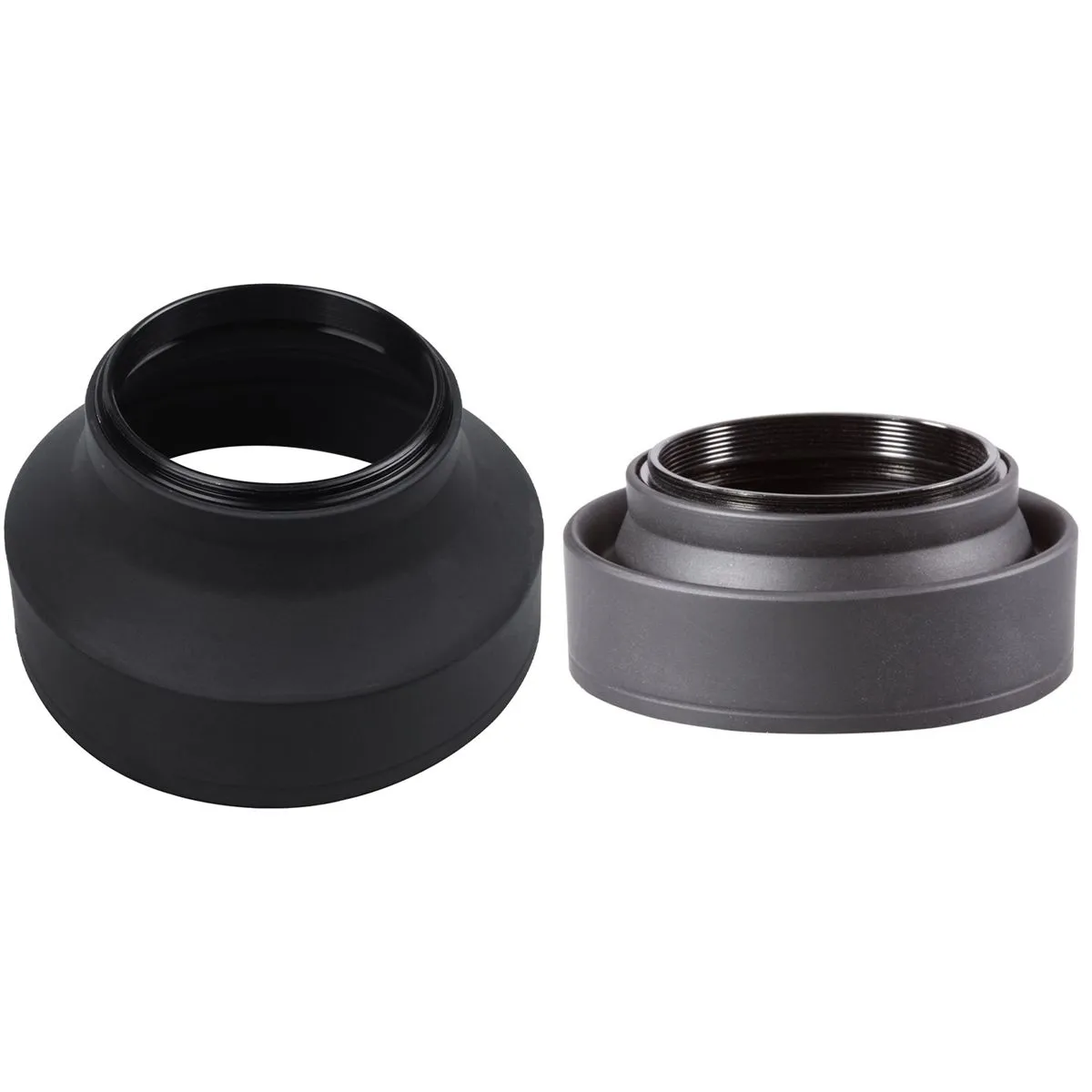 2 Pcs 3 in 1 Black Rubber Lens Hood for Canon compatible Sony Nikon 52mm