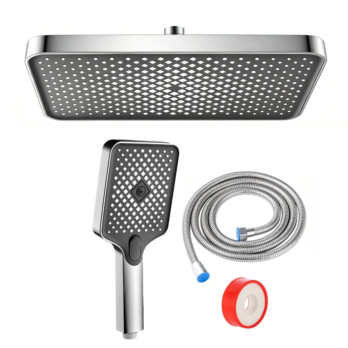 32cm Large Panel High-Flow Ceiling-Mounted Showerhead Set - Black