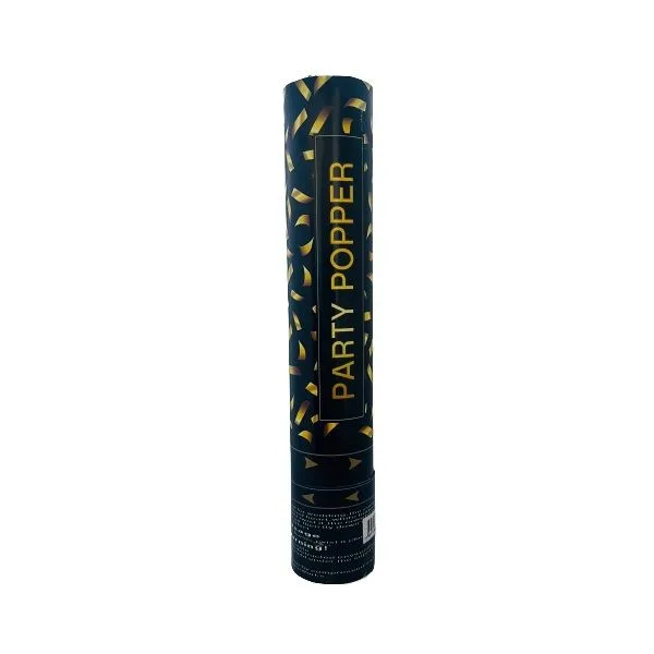 Gold & Black Confetti Party Popper Cannon - 28cm