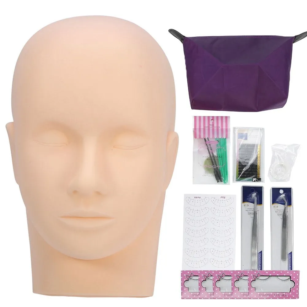 Eyelash Training Head Model Practice Kit