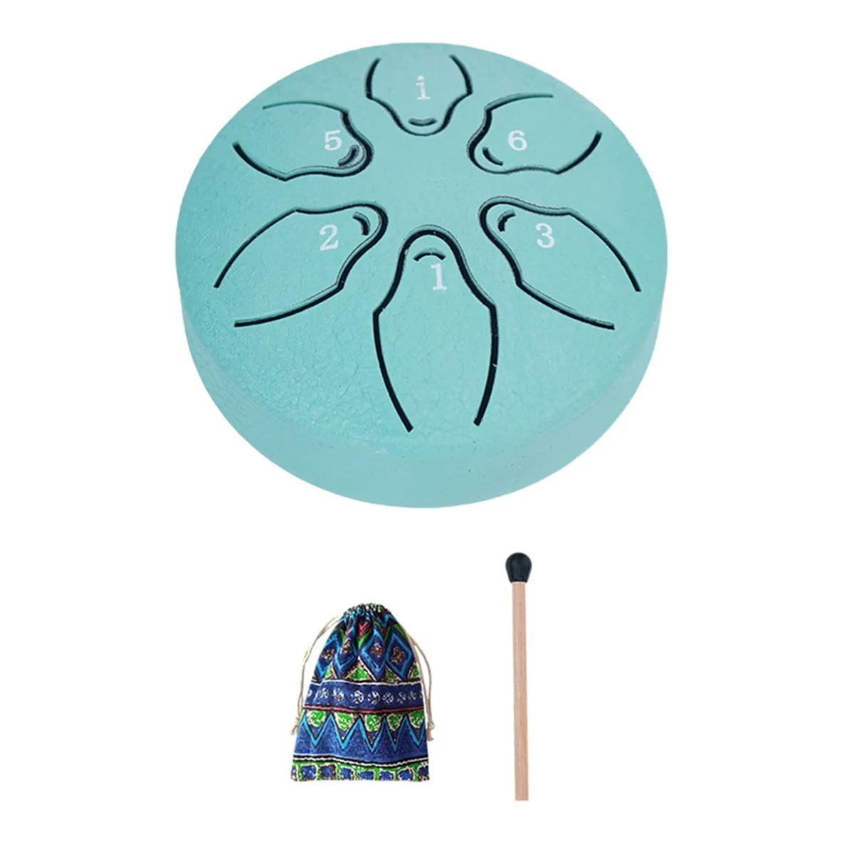 6 Notes 3 Inches Chakra Tank Drum Percussion Padded Mallets Lake Blue