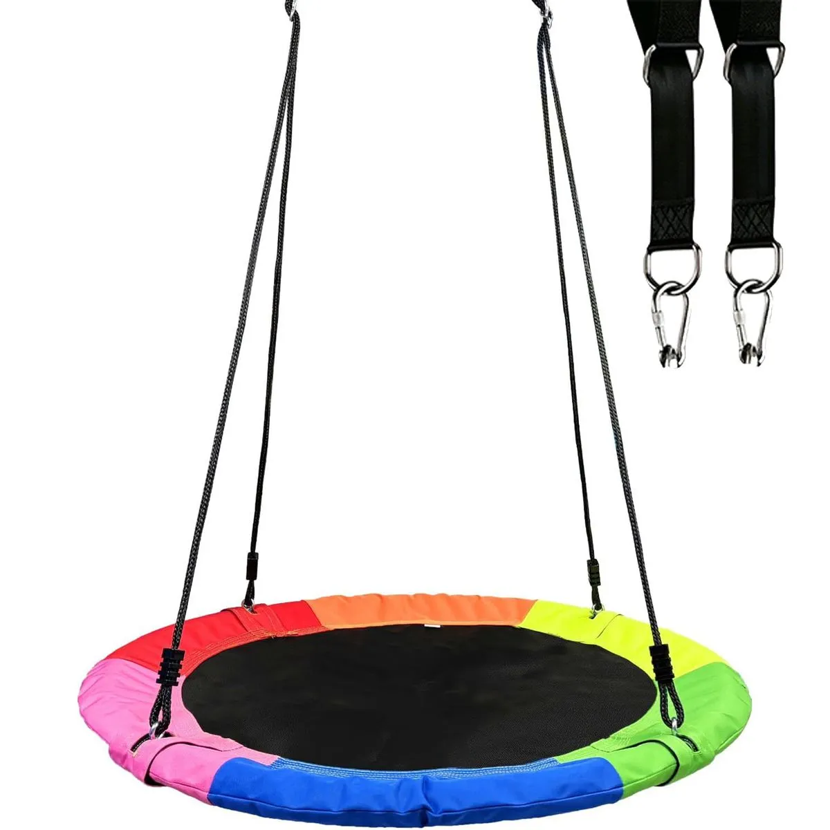 Rainbow Round Saucer Swing, Tree Hanging Seat for Kids Backyard Play