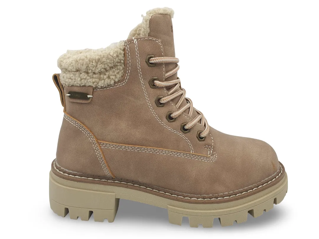 Lace Up Ankle Boots With Faux Fur