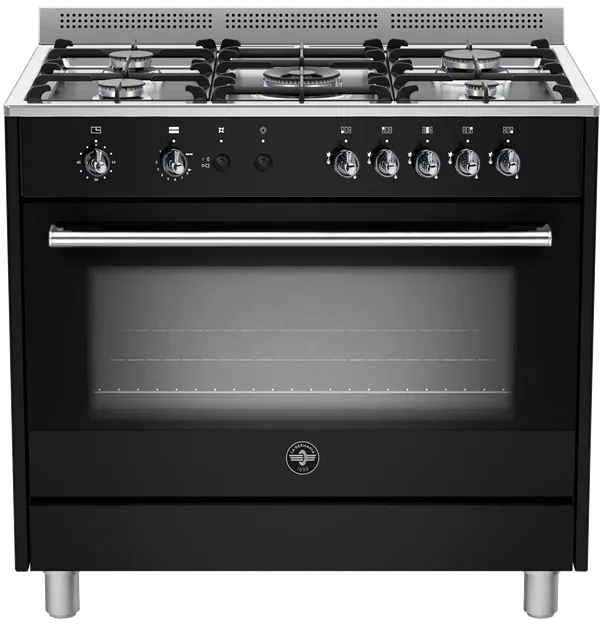 La Germania Rustica Full Gas Stove 5 Gas Burners Gas Oven & Gas Grill Black