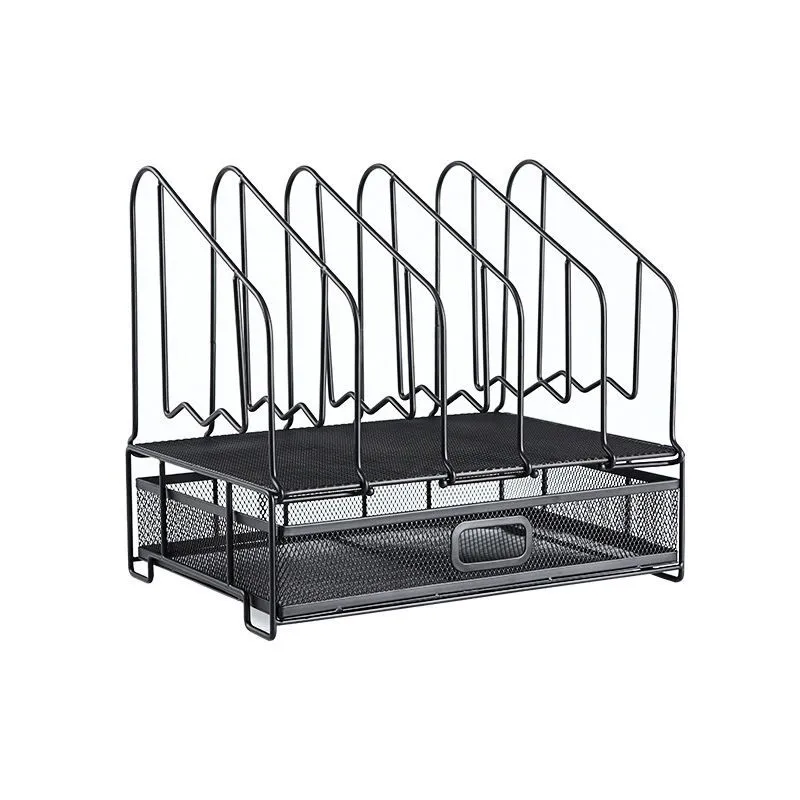 Nerdy Admin - Desk Organizers, Desktop Wire 5 Slots Document Holder -Black