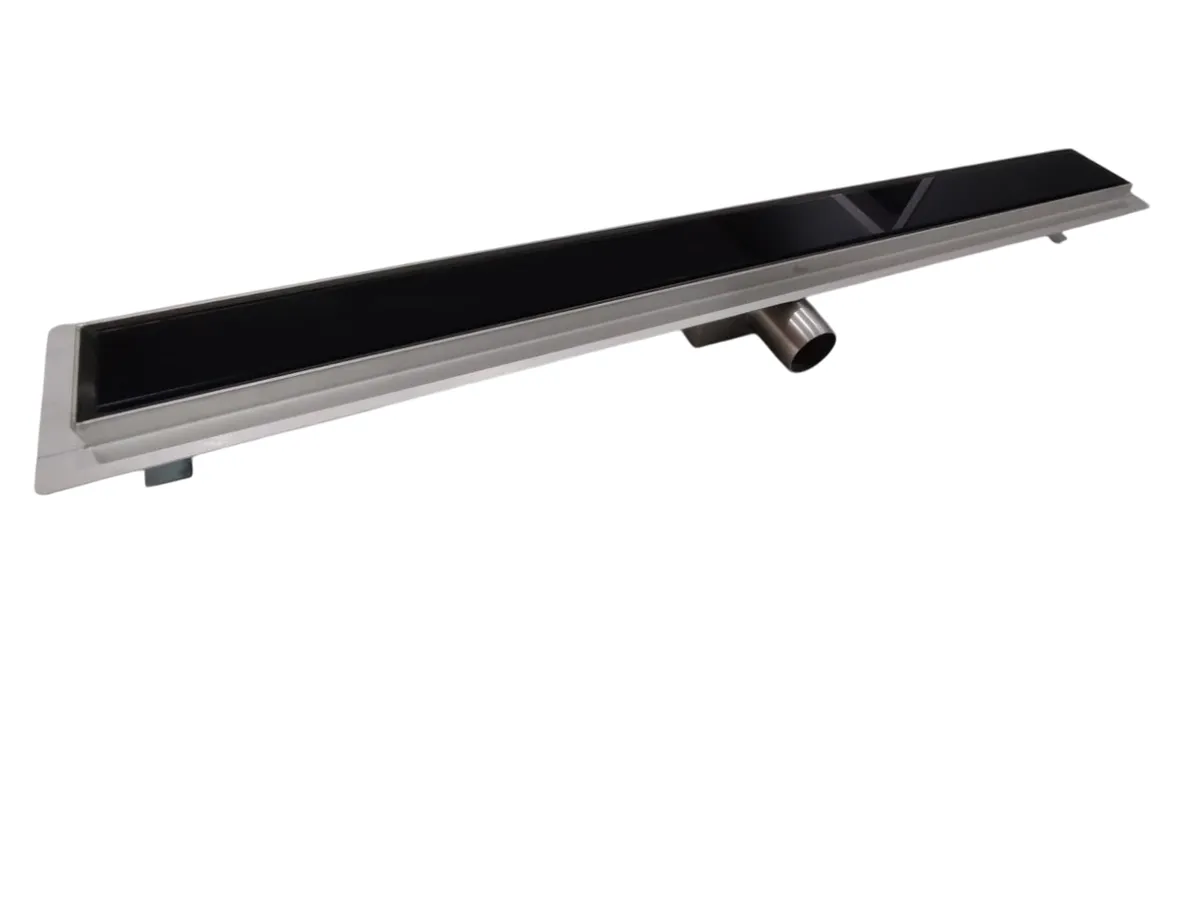 Glass Shower Channel Drain - 800mm - Black