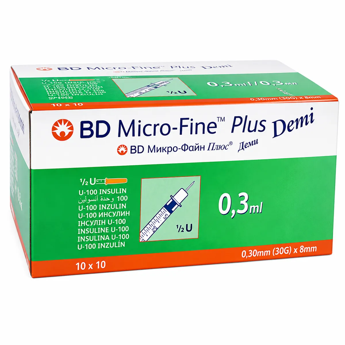 BD Micro-Fine Insulin Syringes 0.3ml 30G x 8mm - Box of 100