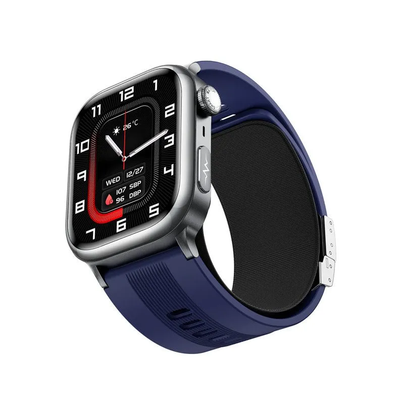 Blue TK66 Air Pump BP ECG SOS Call Smartwatch