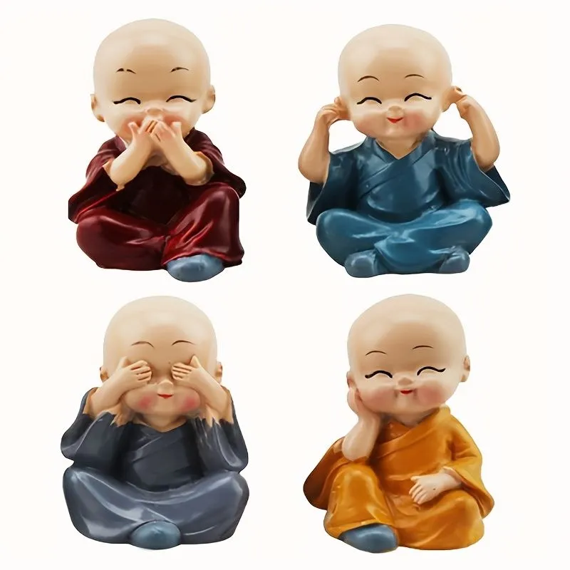 Four Little Monks Doll Ornaments