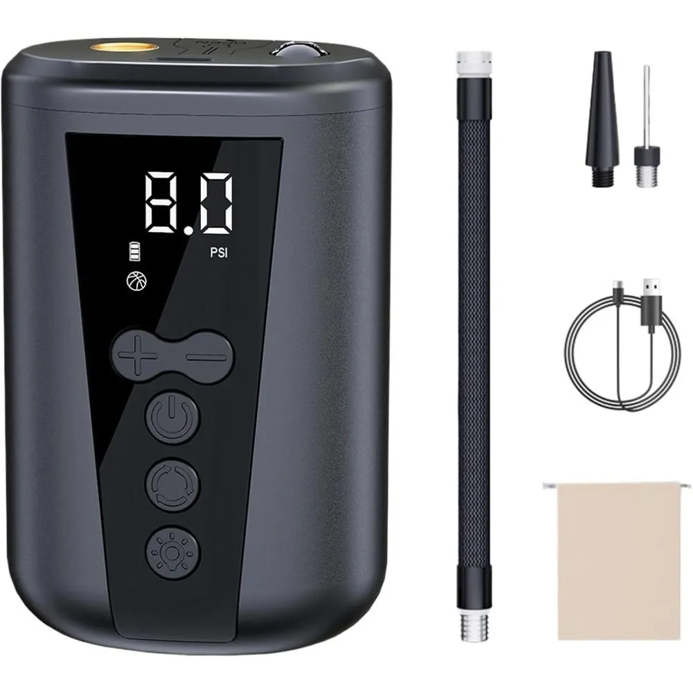 Electric Air Pump For Balls, Pump With LED Light And Digital LCD Display