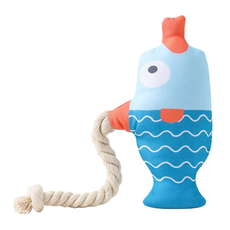 Sound-Making Cotton Rope Simulated Fish Chewing Pet Toy