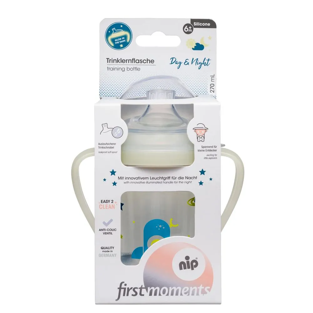 Nip First Moments Training Bottle PP "Day & Night" 270ml - Transparent, Blue