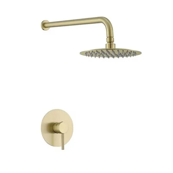 20cm Round Shower Set For 160mm Panel - Brushed Gold