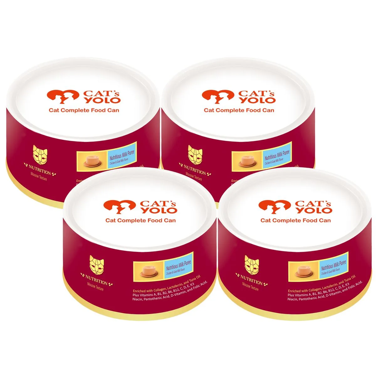 YOLO Cat Nutritious Milk Puree Can - Chicken & Goat Milk (85g x 4 Cans)