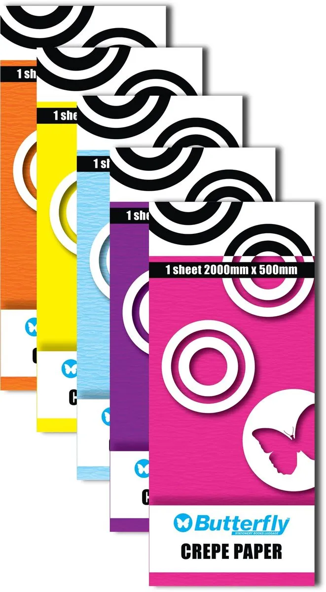 Assorted Crepe Paper - 1 Sheet (2Mx500Mm) X5