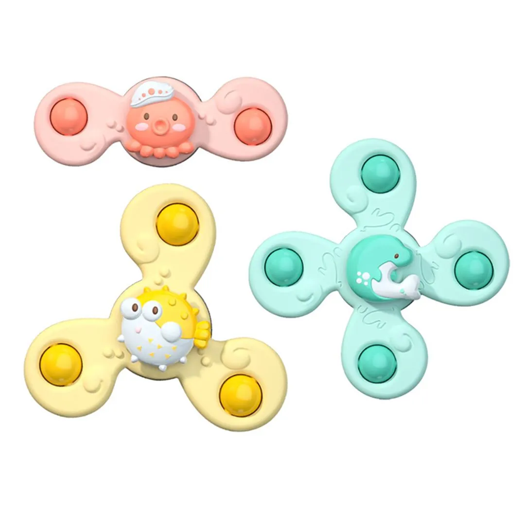 Pop Suction Cup Spinner Toys Sensory Baby Toys for Toddlers Infant - 3 Pieces