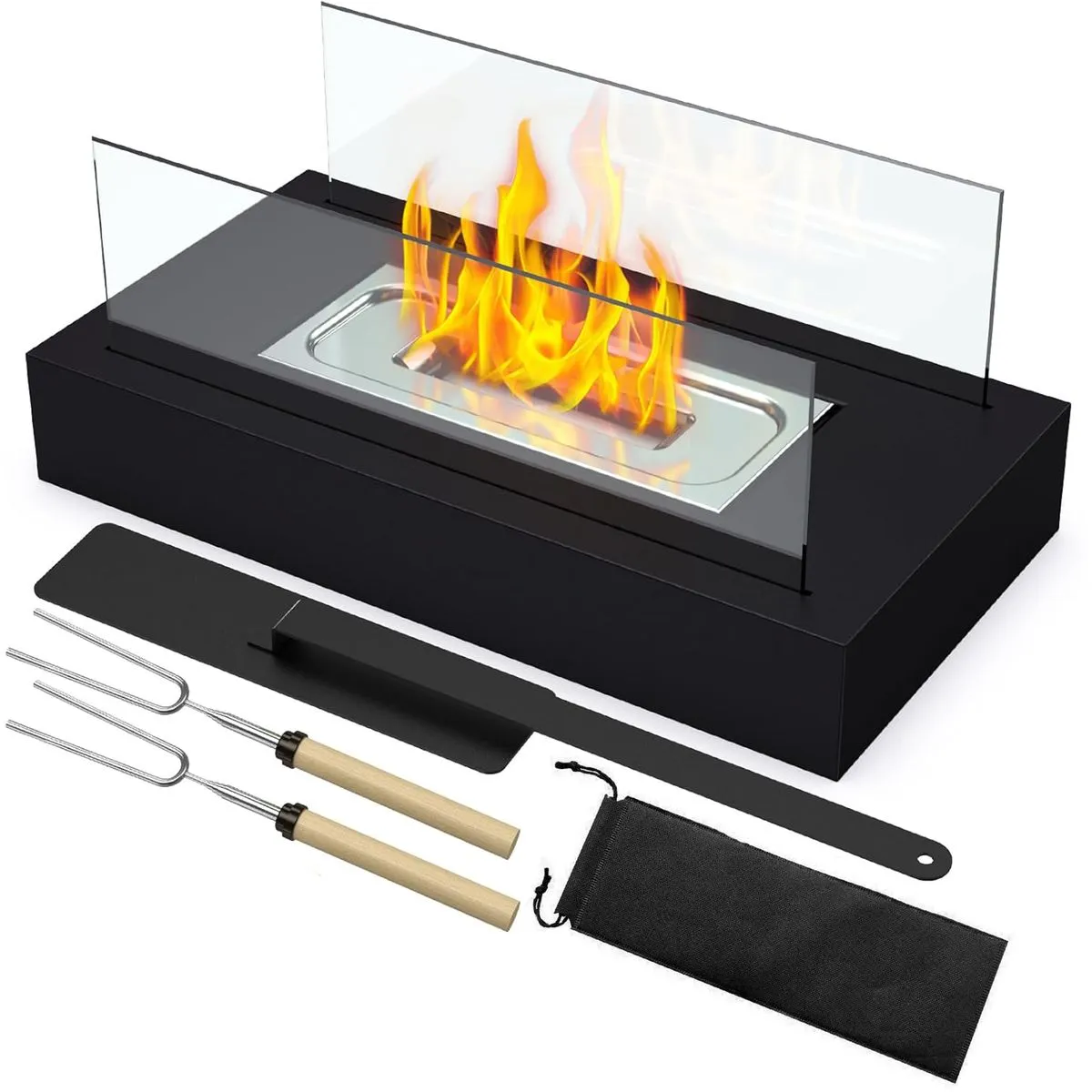 Alcohol Fireplace Lamp, Indoor Small Heating Glass Atmosphere Lamp, BBQ - 4PC