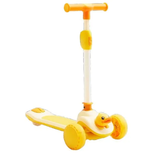 3 Wheel Kids Scooter with Light Up Wheels Foldable Yellow