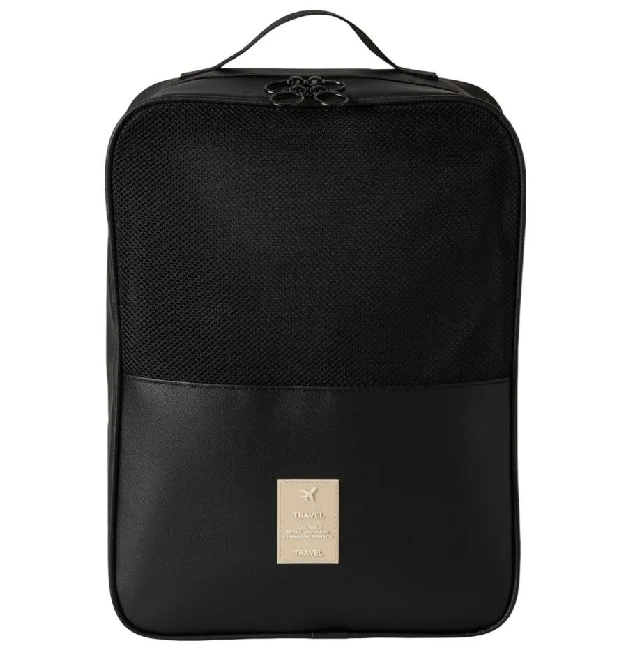 2 Pocket Travel Hanging Shoe Bag - Black