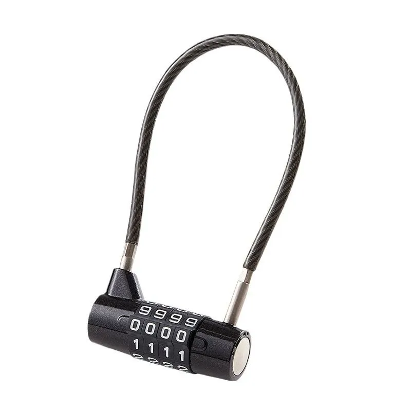 Security 4-Digit Combination Lock with Bottom Screw, Anti-Theft Bike Lock - Black