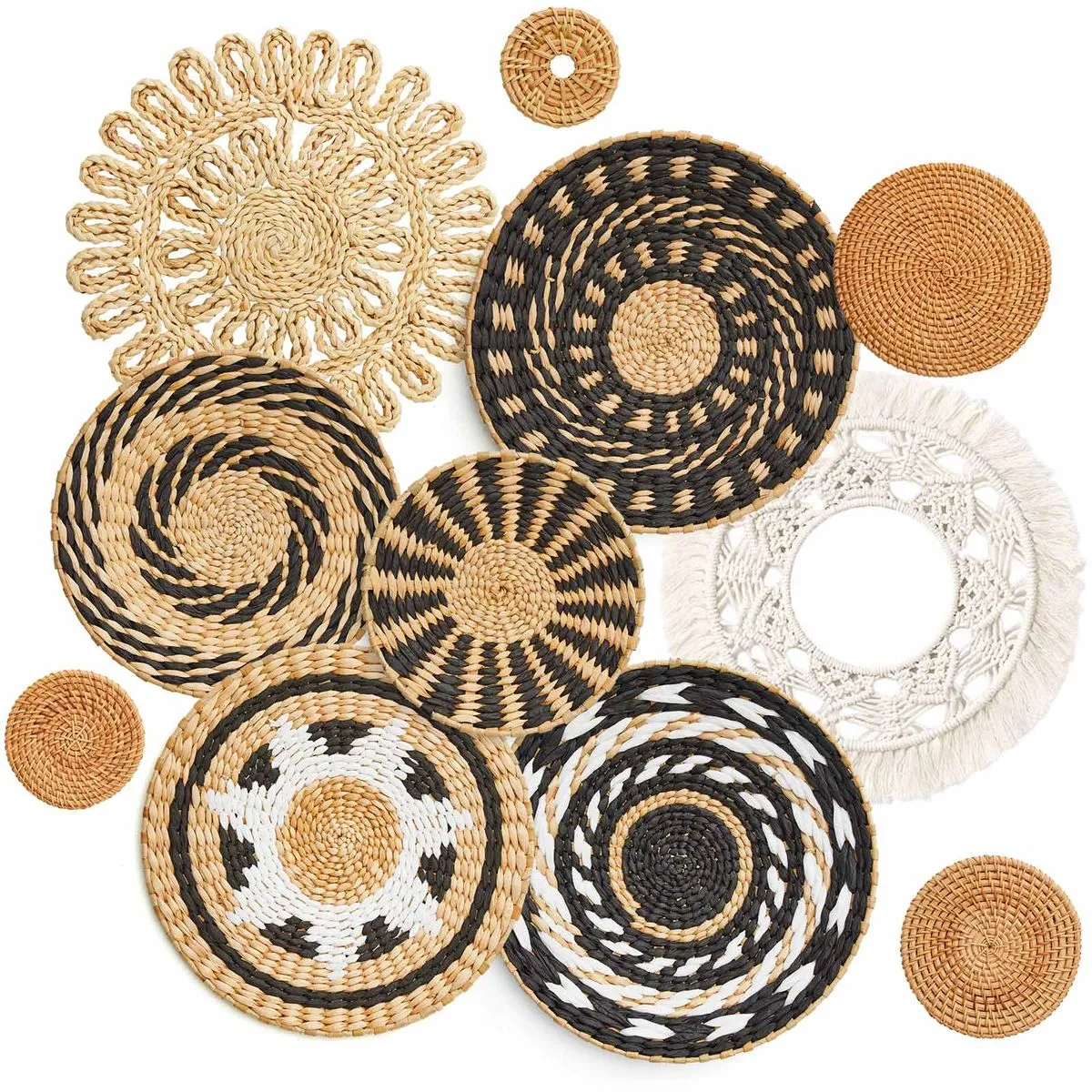Chenshia 11Pc Handcrafted Wall Decor DIY Tabletop Placemats Boho Woven Art