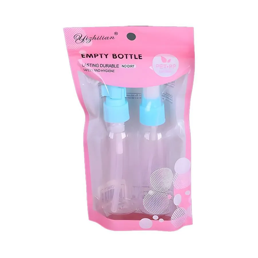 2Pcs 1x80ML Anti Spill Pump Bottle +1x80ML Spray Bottle - Blue
