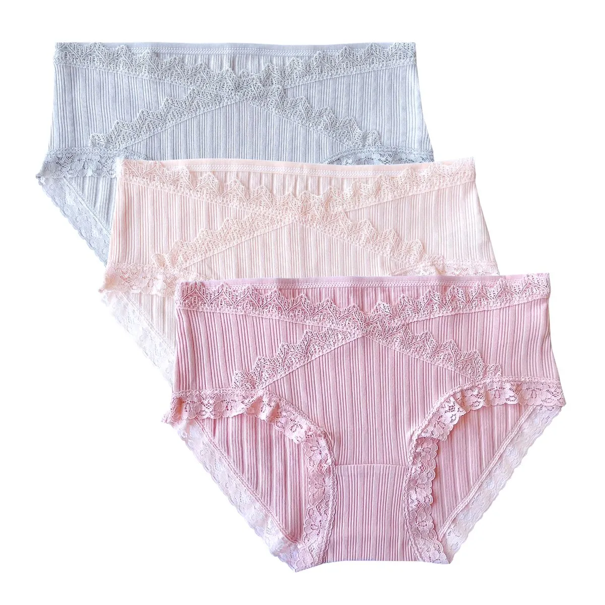 Unicoo Pack of 3 Lace Crossover Maternity Panties Under Bump