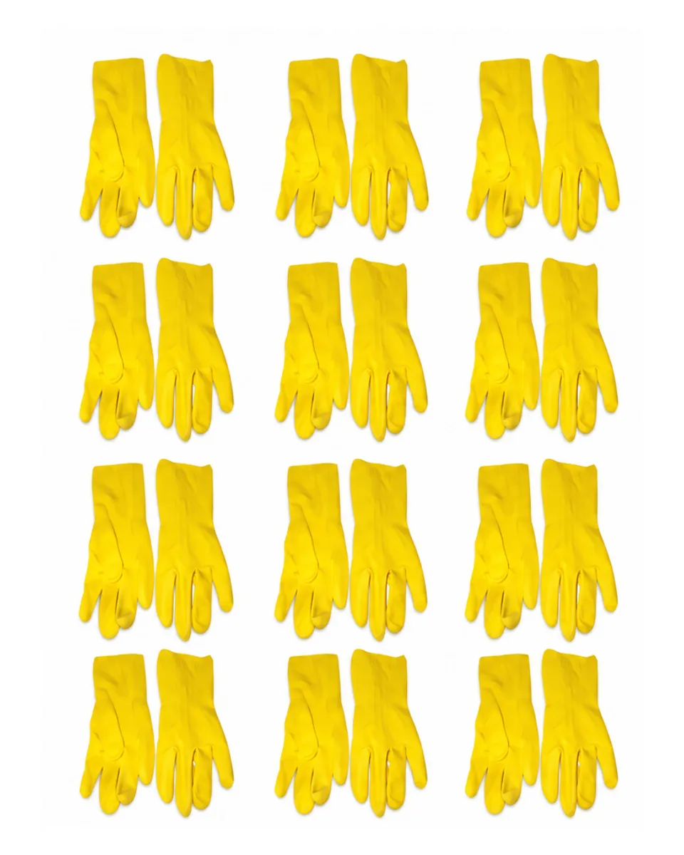 Matsafe Yellow Latex Household Gloves Large - 12 Pairs