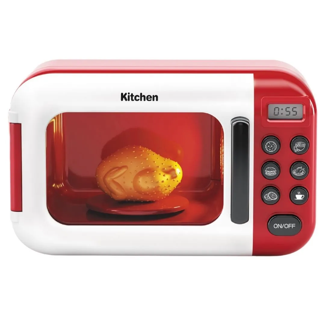 Microwave Cooking Play Set - Food and Kitchen Appliances Toy for Toddlers