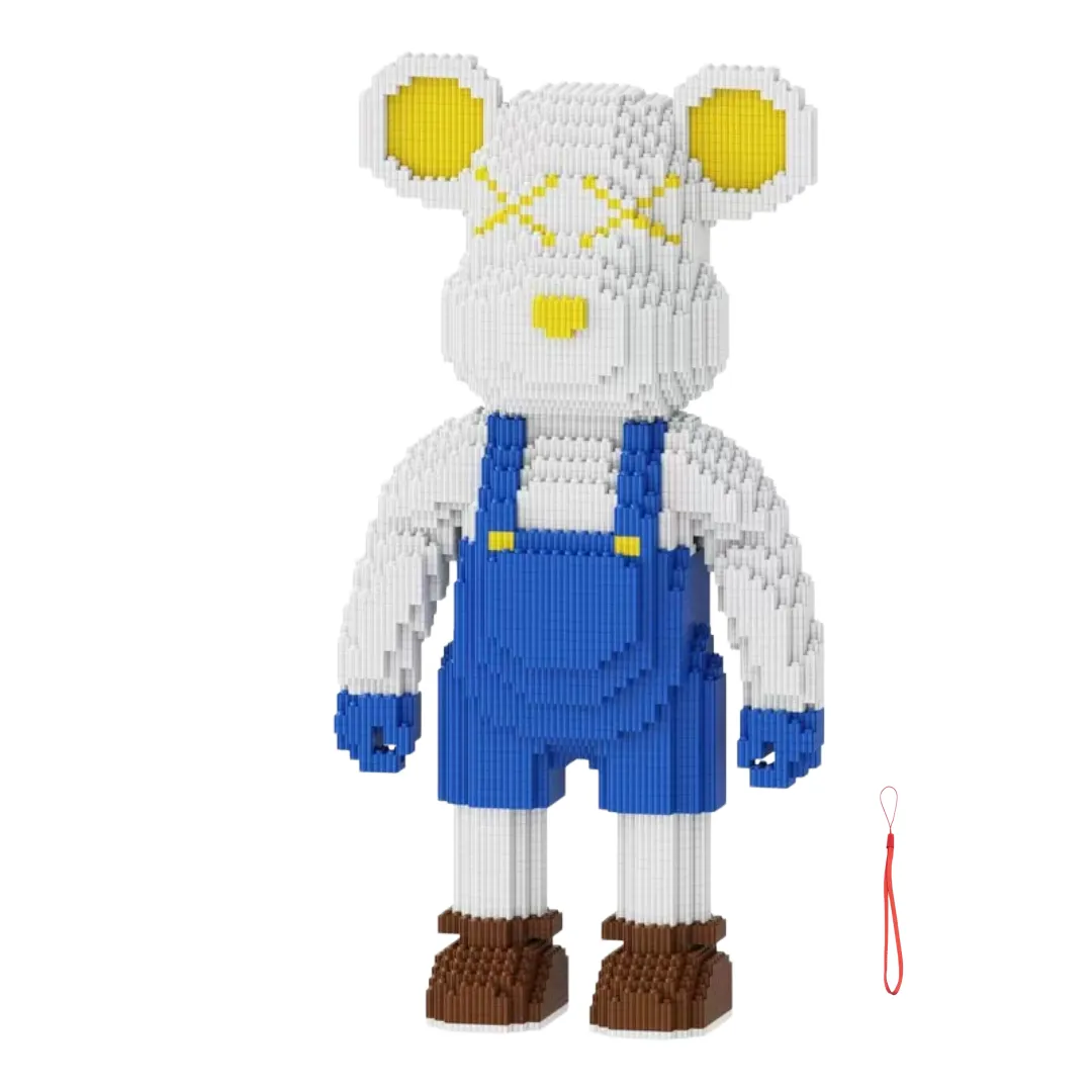 53cmBlue Overalls Bear Building Block Decor