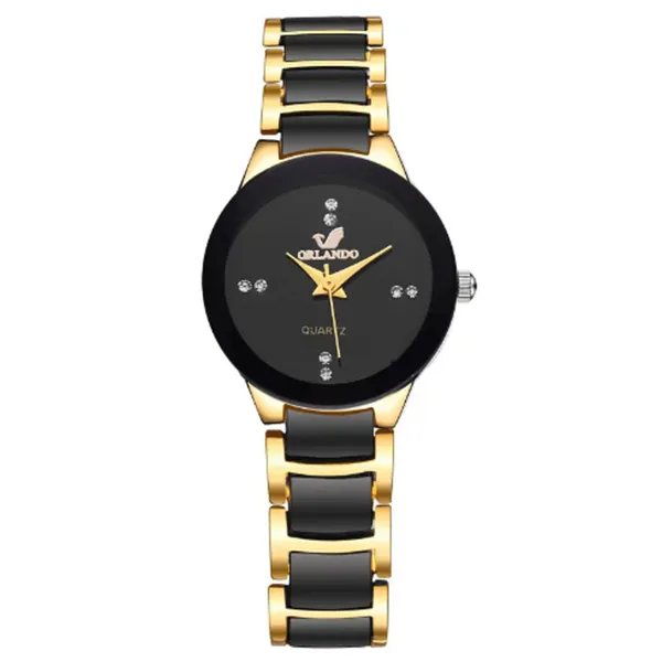 Womens quatz watch - Black, Gold
