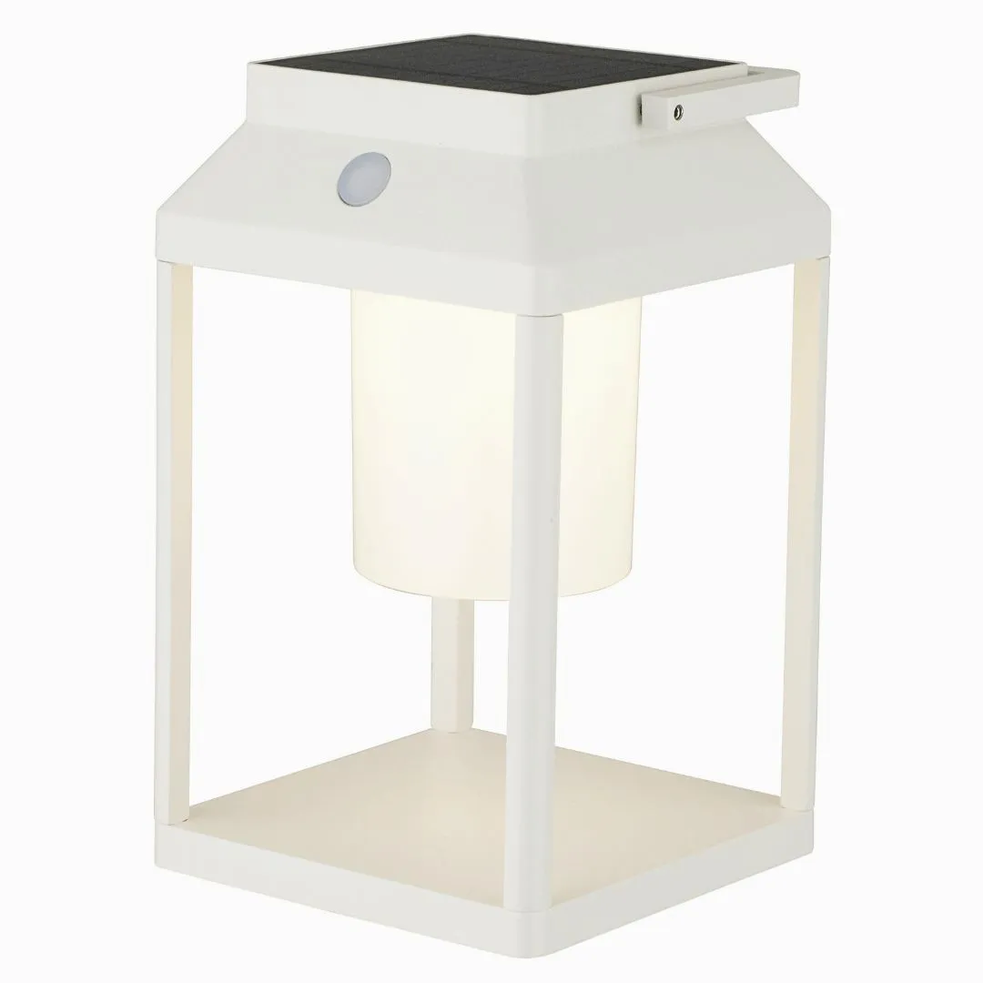 Stellar Lighting Outdoor Solar LED Wall Lamp & Portable Table Lantern - White