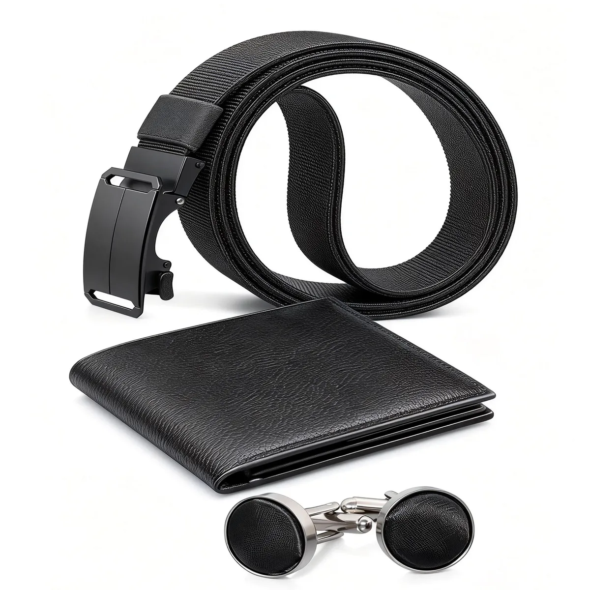 Men's Quick-Snap Belt Set - Elastic Canvas Material, One-Click Buckle