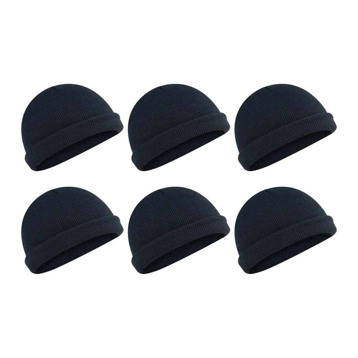 Unisex Premium Winter Beanies - 6-Pack - Black
