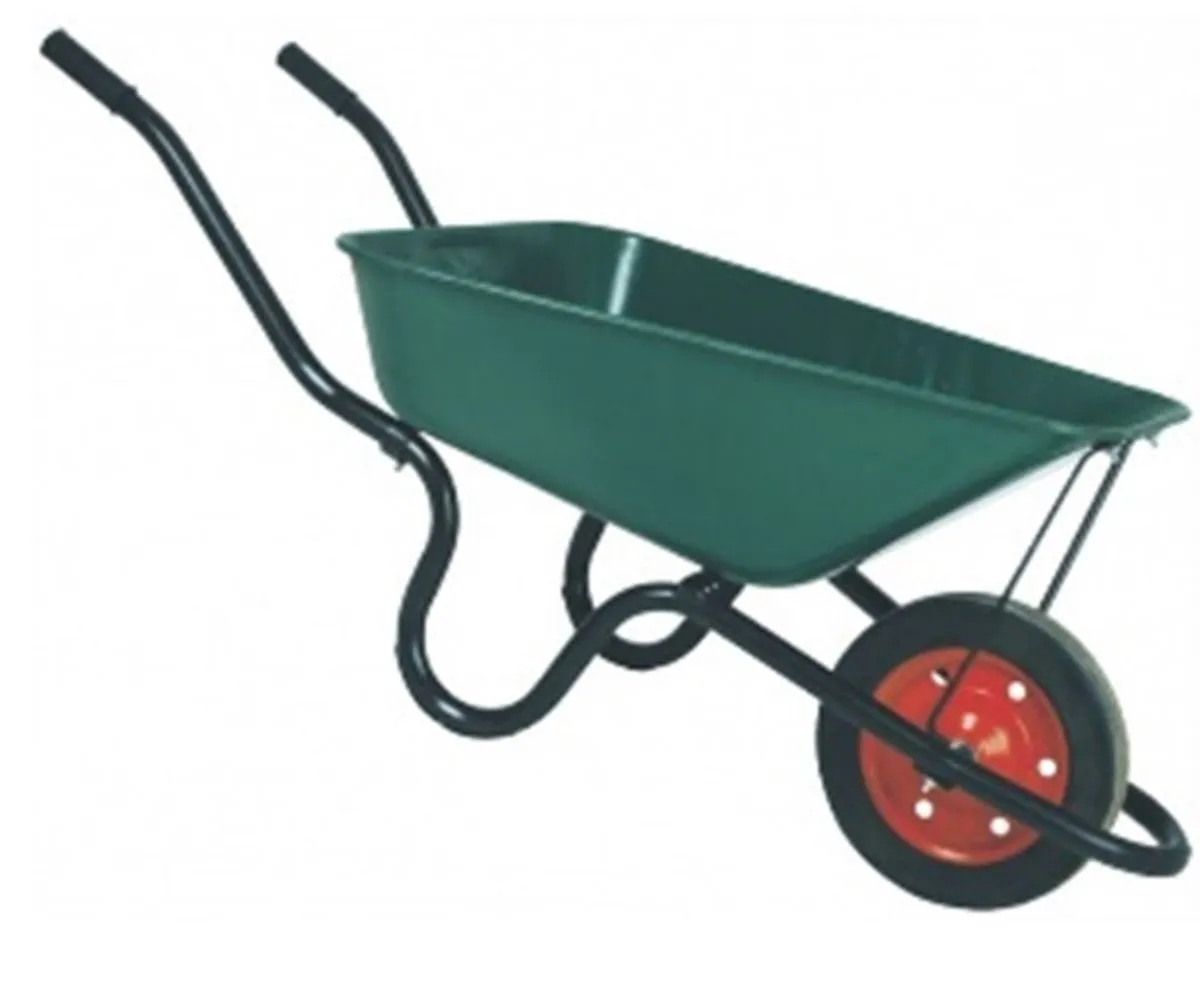 Wheelbarrow C-Pan with Solid Wheel - Heavy-Duty Steel Tray