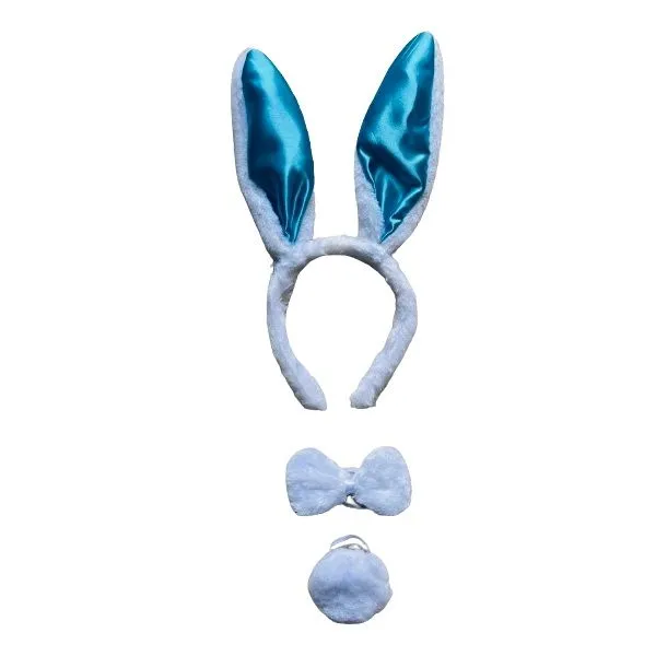Dress Up Easter Bunny Ears Alice Band, Tail & Bowtie Set - Blue