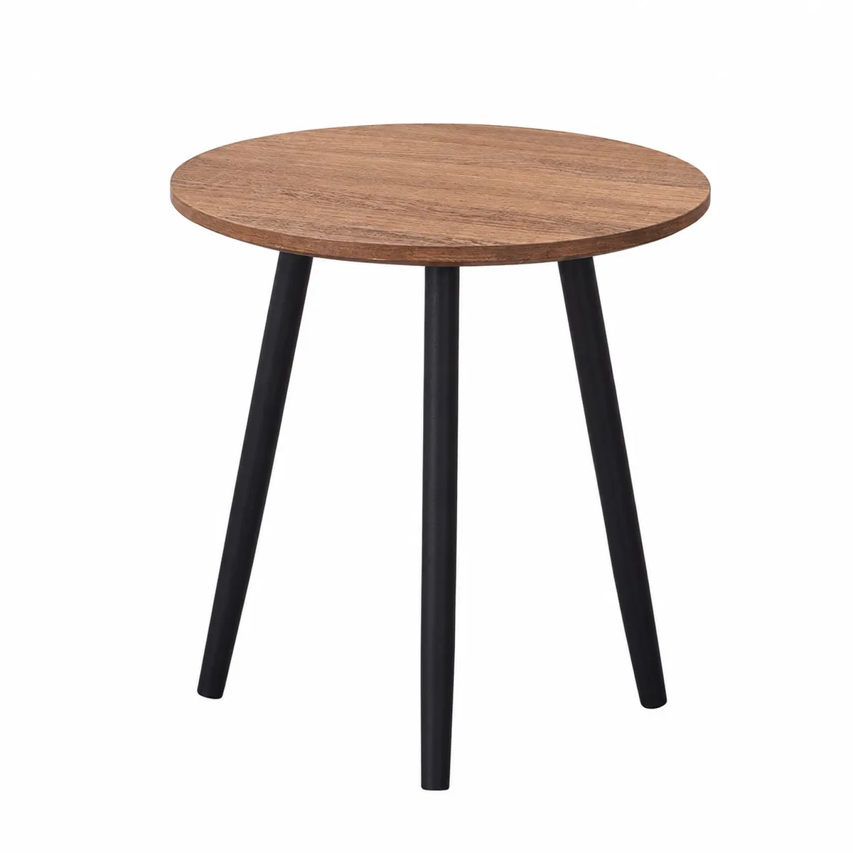 Round Wooden Side Table - 40cm x 50cm - Wallnut+Black