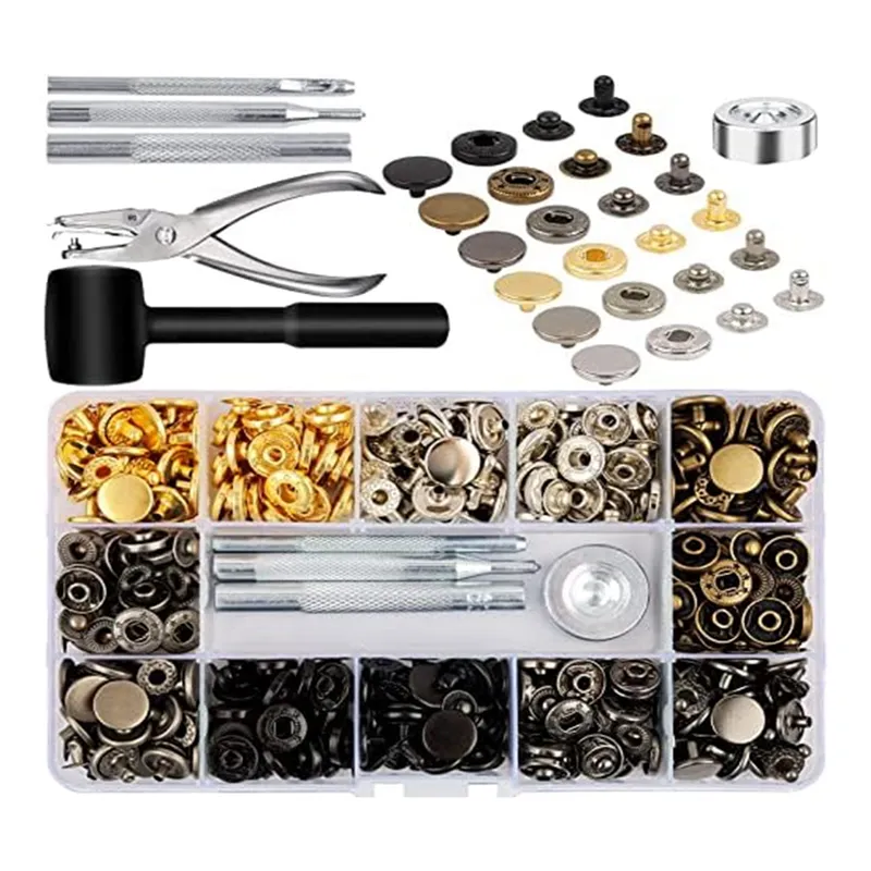 120 Set Metal Snap Buttons Press Studs with Tools, for Clothes, Etc
